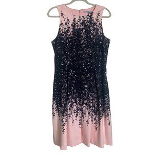 Luxe By Carmen Marc Valvo Dress Size 12 Pink Black Fit & Flare